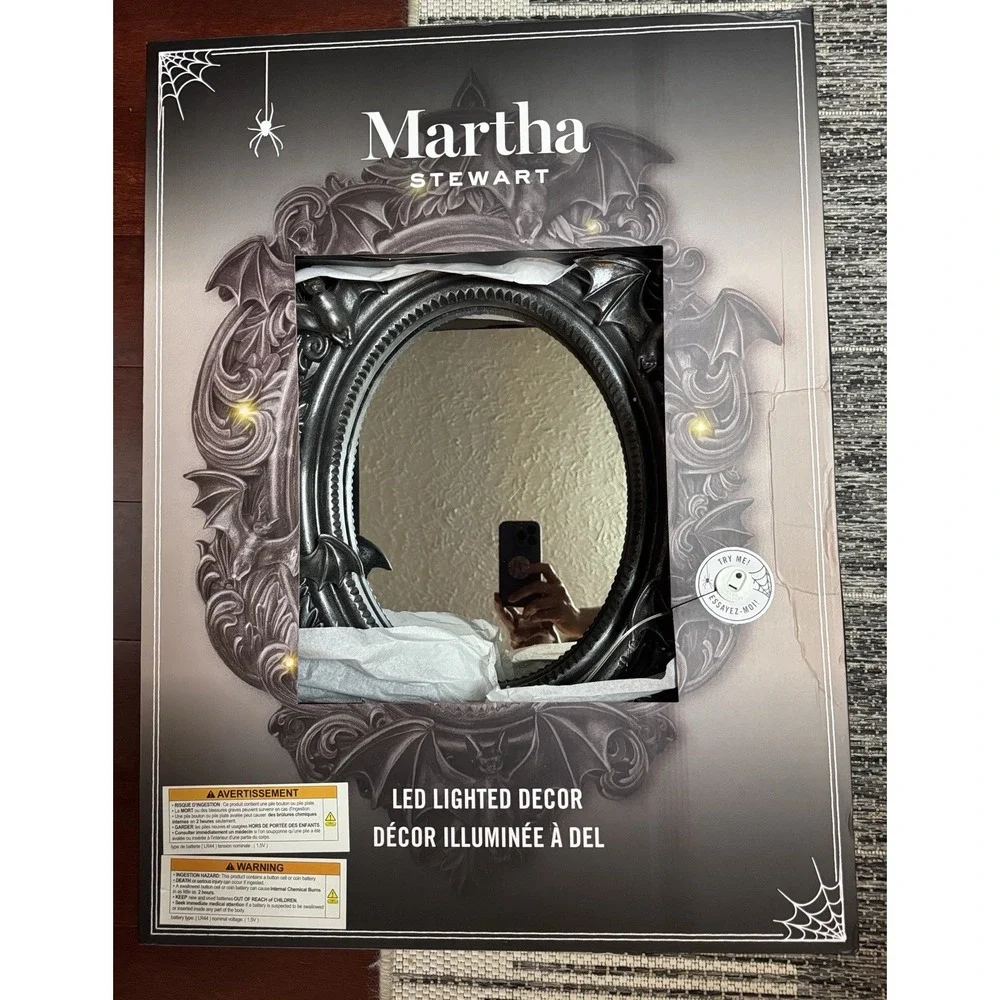 Brand New VIRAL Martha Stewart Halloween LIGHT UP Bat Mirror gothic